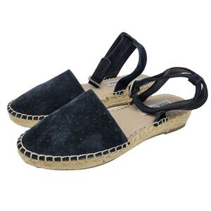 Steve Madden Sandals Womens 6.5 M Lesko Strappy Espadrille Black Suede Flats